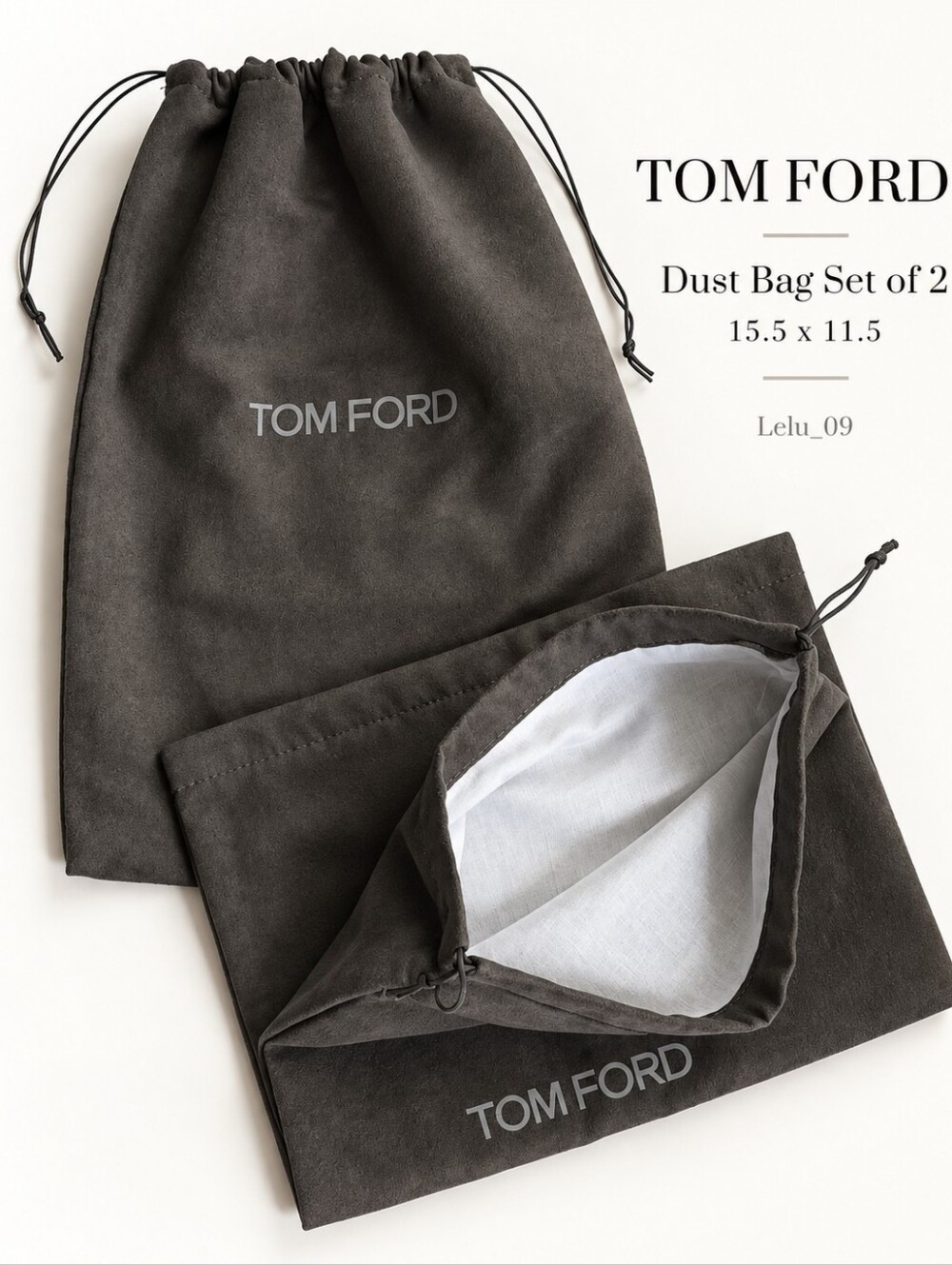 Tom Ford Dust Bag Set of 2 Drawstring Storage Bags 15.5 x 11.5